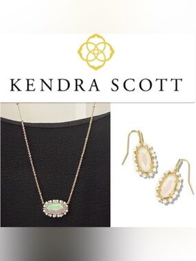 Lot of 2x EUC [Kendra Scott] Iridescent Frost Glass Lee Earrings/Elise Necklace